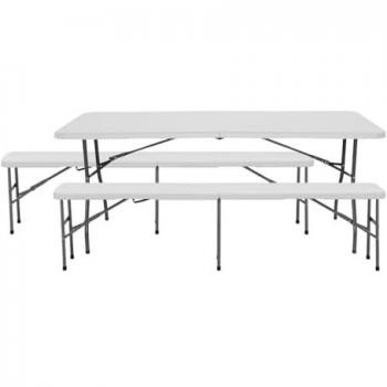 Table pliante familiale avec 2 bancs 180cm Thinia Home