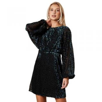 Velvet Long Sleeve Mini Dress (Green) – Oasis Women’s 14