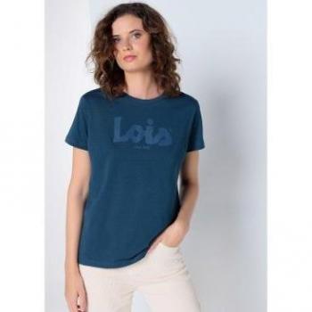 Maglietta Lois Jeans Blu Scuro A Maniche Corte Puff XS