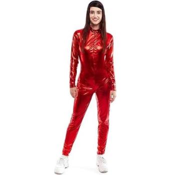 Disfraz de Mujer en Mono Rojo con Cierre Frontal