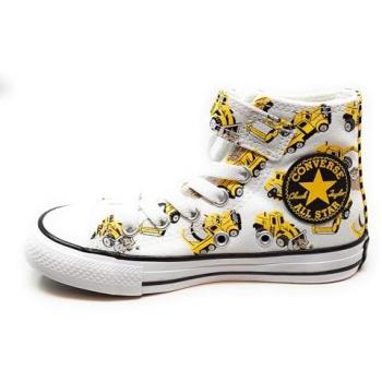 White Converse Chuck Taylor All Star Construction Truck Easy‑On Kids’ High‑Top Shoes (Boys)