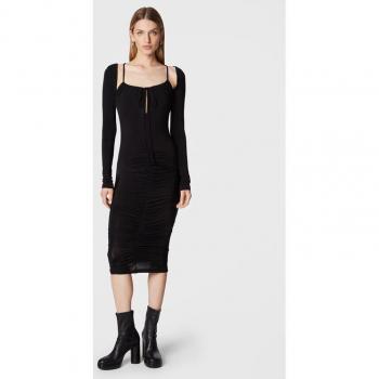 Robe midi sombre à ruches – Versace Jeans Couture