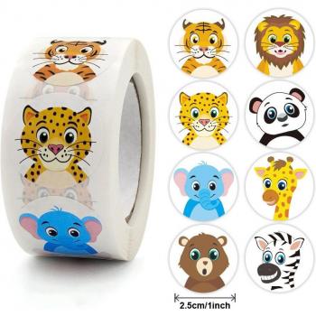 Pegatinas de Animales, 1 Pulgada, 500 Piezas, para Niños y Profesores