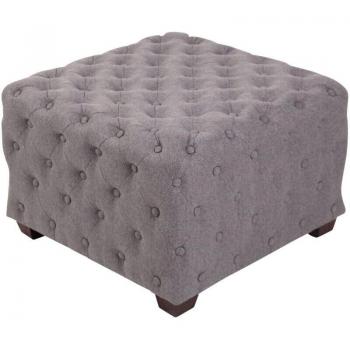 Pouf capitonné gris pour repose-pieds