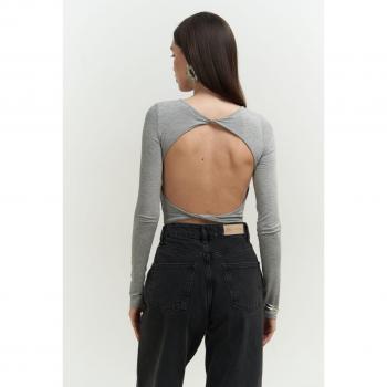 Blusa Mita Gris Con Diseño M