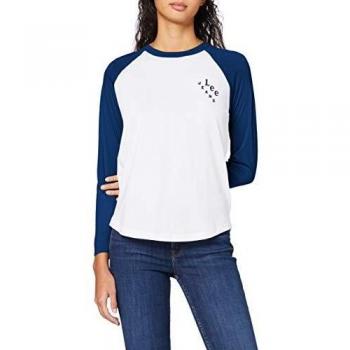 Lee T-Shirt à Manches Longues avec Col en V, Bleu Lavé (Washed Blue LR), Taille S, Femme