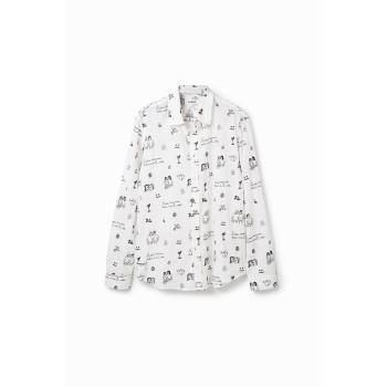 Desigual Camisa Voile Bordada, Tamanho L, Cor Branca