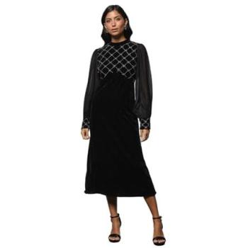 Mid-Length Velvet Evening Dress – Wallis Black with Embellishments