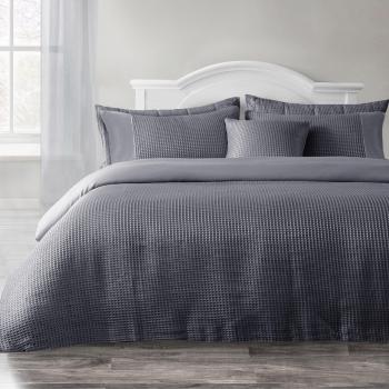 Velosso Charcoal Waffle Bedding Set – Double, Textured Pillowcase & Buttoned Cover