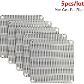 Filtro de ventilador para PC, 5 pack, malla PVC a prueba de polvo, colores blanco y negro, tamaños 8cm, 9cm, 12cm, 14cm