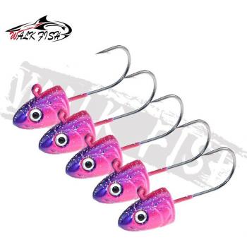 WALK FISH 5PCS Jig Head Soft Lure with 3D Eyes for Fishing