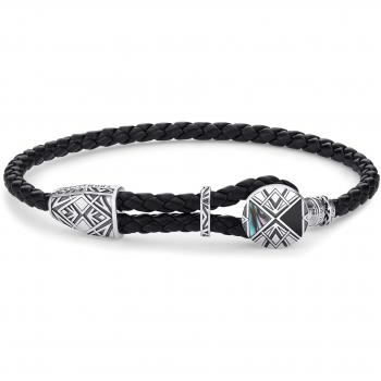 Thomas Sabo Unisex-Lederarmband Coin 925er Sterlingsilber geschwärzt A1862-981-11-L25v