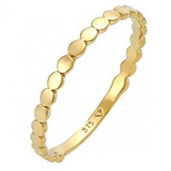 Elli Premium Fingerring Plättchen Rund Stapelring Geo Basic 375 Gelbgold