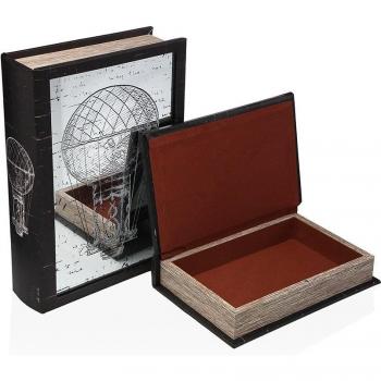 Versa Cajas Decorativas Lienzo MDF Libro 7 x 21 x 30 cm