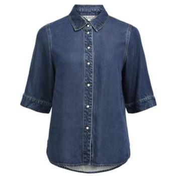 Dark Blue Denim Rinse‑Wash Tee – Women’s