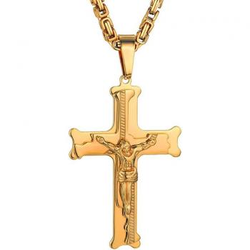 Cruz de Jesús Colgante en Oro Pulido