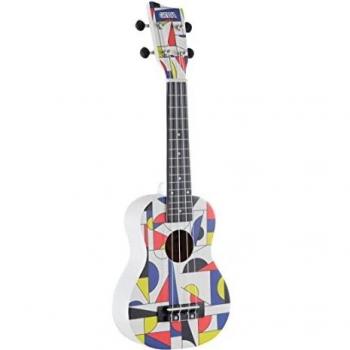 Ukulélé Géométrique Blanc Soprano (W‑SO‑BWR) et Gig‑bag