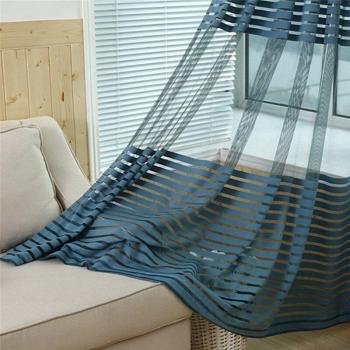 1 Piece Wild Striped Jacquard Curtain for Living Room