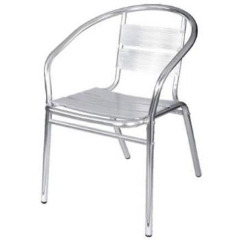 Silla de Aluminio para Terraza con Brazos y Apilable