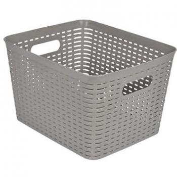Panier à Linge Tressé 36x25x15 cm Taupe