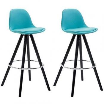 CLP Barstuhl Franklin 2er Set, Kunstlederbezug, blau, Gestell Schwarz