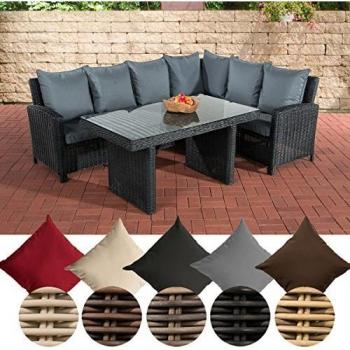 Gartengarnitur MINARI – 6‑Sitz Polyrattan Set, schwarze Farbe
