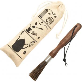 Coffee Grinder Cleaning Brush with Walnut Handle and Boar Bristles