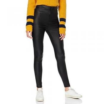 Pantalon en toile noir Noisy May NMELLA SUPER TAILLE HAUTE COATED