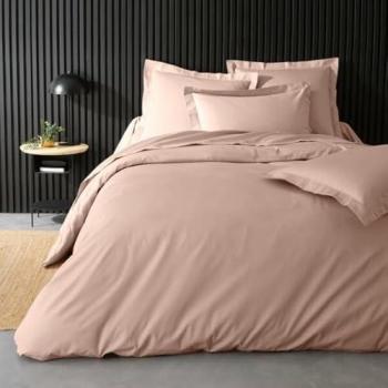 Housse de couette luxueuse percale unie 78 fils – literie confortable 240 × 220 cm, nu / rose