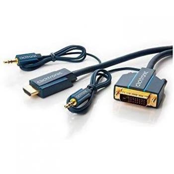 Fio HDMI 24m, macho DVI‑D, 1 mm jack para áudio