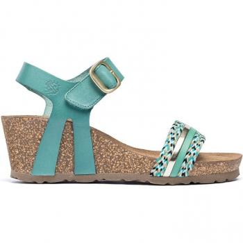 Sandalias de cuña para mujer Yokono Cadiz 306 verde