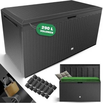 Stivale di Rattan per Cuscini: 290L, Ruote Integrate, Coperchio Sicuro – Kesser