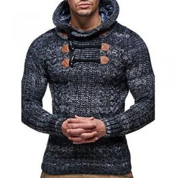 Strick‑Hoodie Leif Nelson Herren S – Schwarz (LN6004)