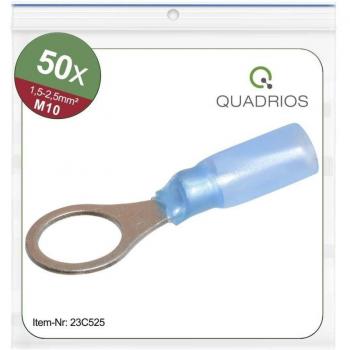 Blue 2.5 mm² Ring Terminals, 10.5 mm Aperture – 50 pcs, Partially Insulated (Quadrios 23C525)