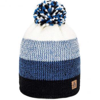 Cuffia a righe in lana royal blu