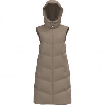 Pieces Jamilla Beige Longline Padded Sleeveless Gilet with Hood