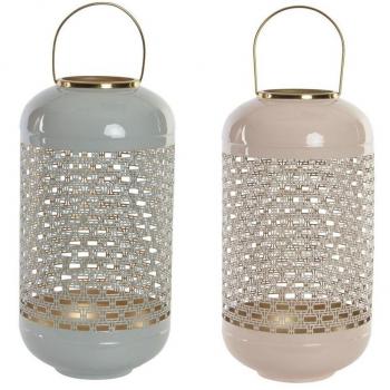 Lustre Moderne : Bougeoirs 24x24x46 cm en Aluminium, Palette Bleu/Rose – Ensemble de 2