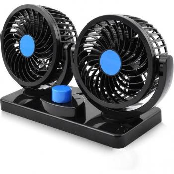 Rotatable Dual Head Electric Fan for Cars 12V Cooling Air for SUV RV Boat Golf Cart