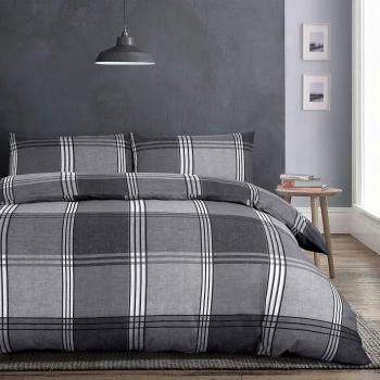 Premium Grey Check Cotton Duvet Cover Set