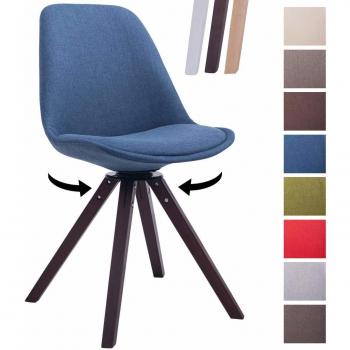 Chaise de Salle à Manger Troyes en Tissu Bleu/Noyer