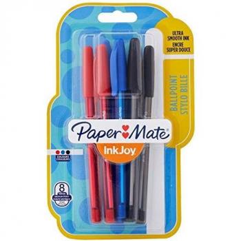 Paper Mate InkJoy 100 Ballpoint Pen, Assorted (Pack of 8), Black