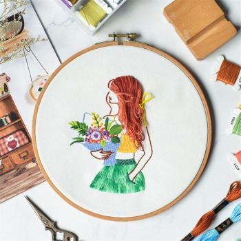 Girls' Flower Pattern Embroidery Kit