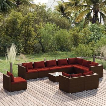 VidaXL Brown and Cinnamon Red Outdoor Lounge Set