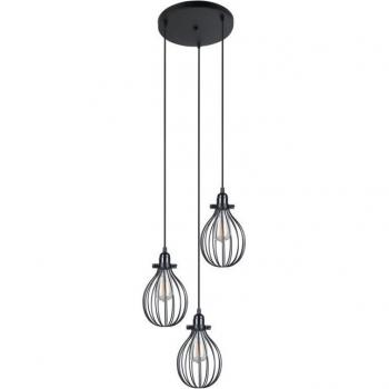 Italux Lesto Retro-Industrie Pendelleuchte Schwarz 3-flammig E27 dimmbar
