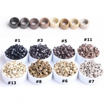 Microanillos de aluminio para extensiones de cabello i-tip, 8000 unidades, 4,5x3,0x3,0mm, variedad de 8 colores