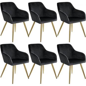 Tables & Chaises 6‑Paires Noir Velours