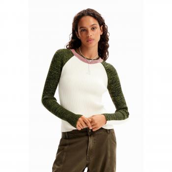 Desigual Strickjacke für Frauen, weiß, Rundhals, detailreich