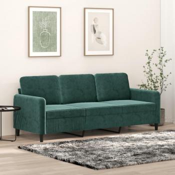 VidaXL Sofá de 3 plazas terciopelo verde oscuro 180 cm