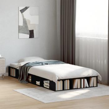 Meuble chambre tout‑en‑un : lit + cadre noir 90x190 cm