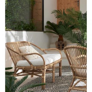 Panca in rattan con cuscino incluso
